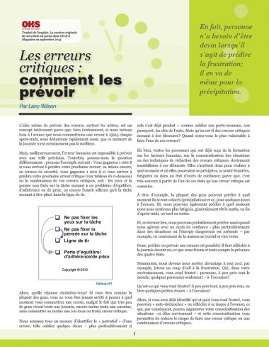 Les erreurs critiques&nbsp;: comment les prévoir