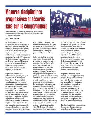 Mesures disciplinaires progressives
